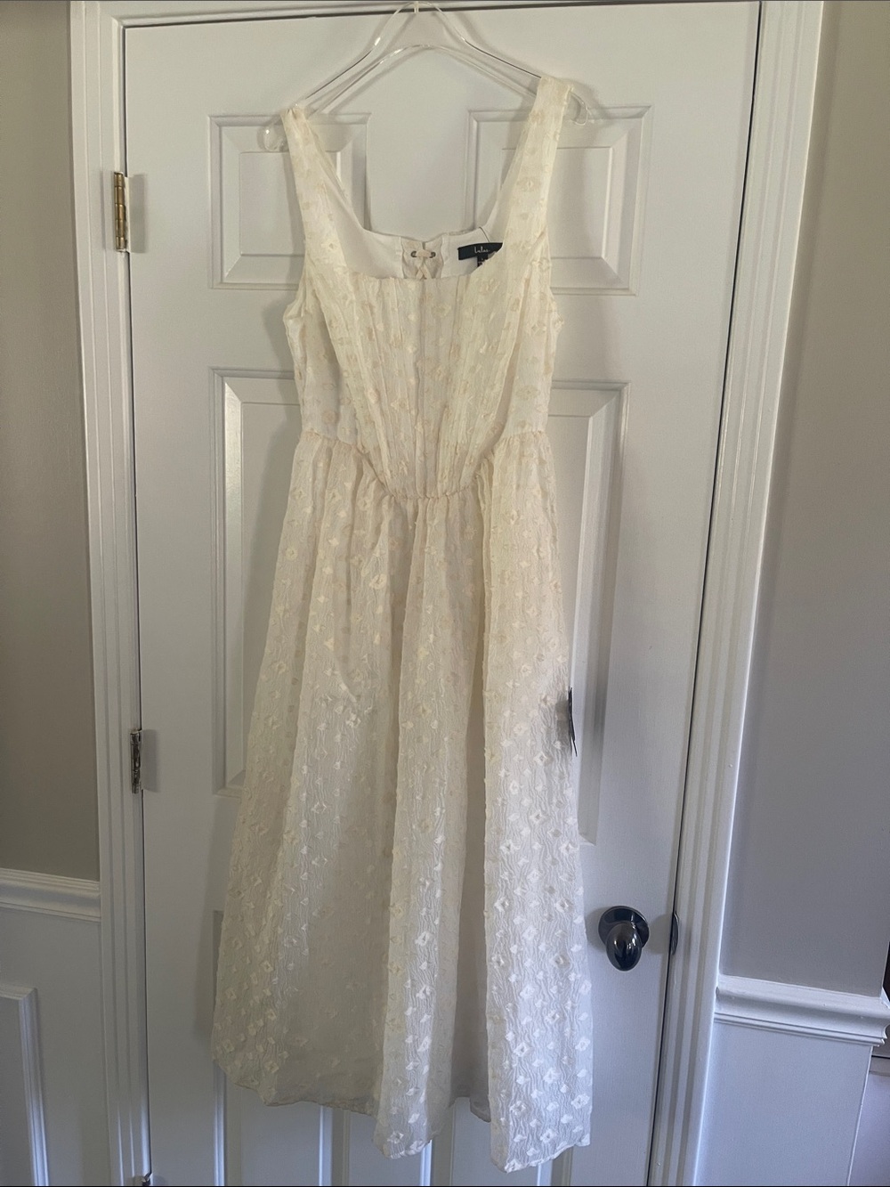Lulu's Cream Lace Midi Dress with Square Neck